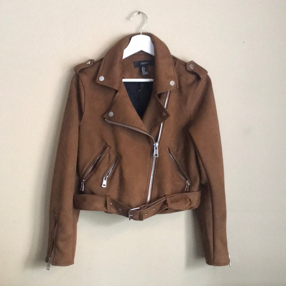 Forever 21 brown suede Moto jacket